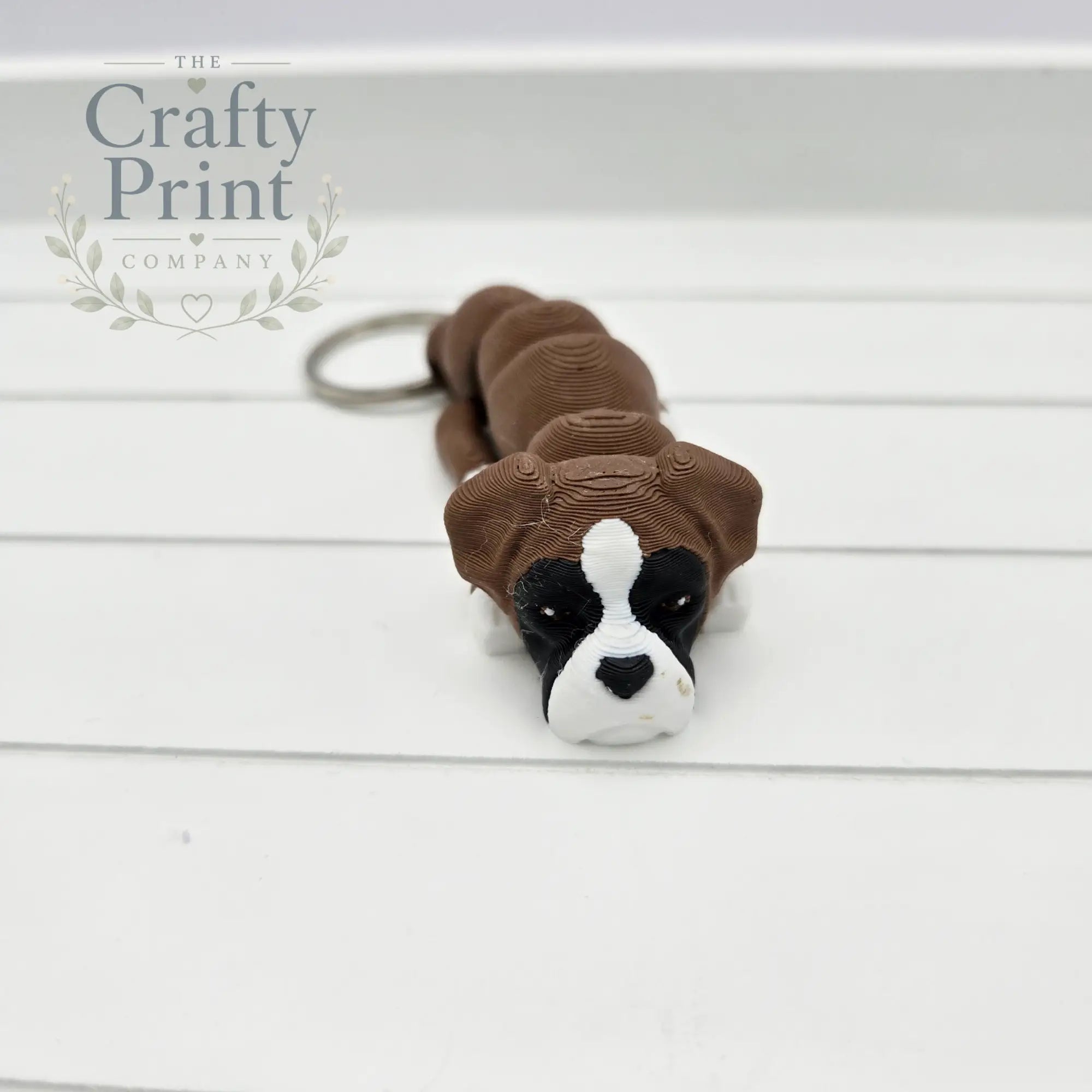 Boxer Dog Articulated Flexi Keyring / Fidget - With Hole