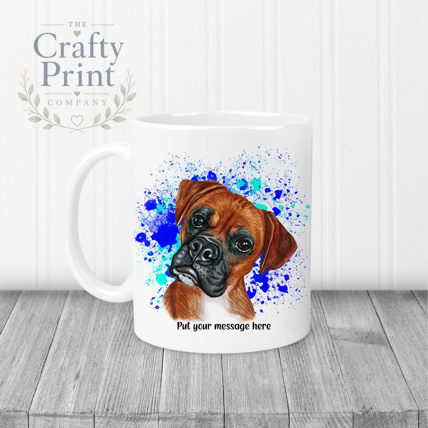 Boxer Paint Splatter Personalised Mug - White Handle &