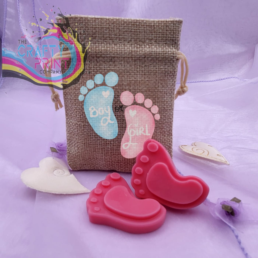 Boy or Girl Printed Mini Jute Bag with Baby Feet Wax Melts