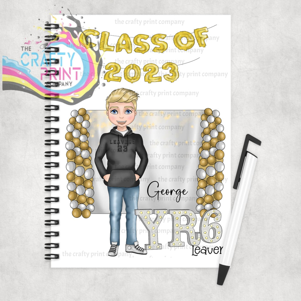 Boy Yr6 Leavers Personalised Notebook - Blonde / Blue -