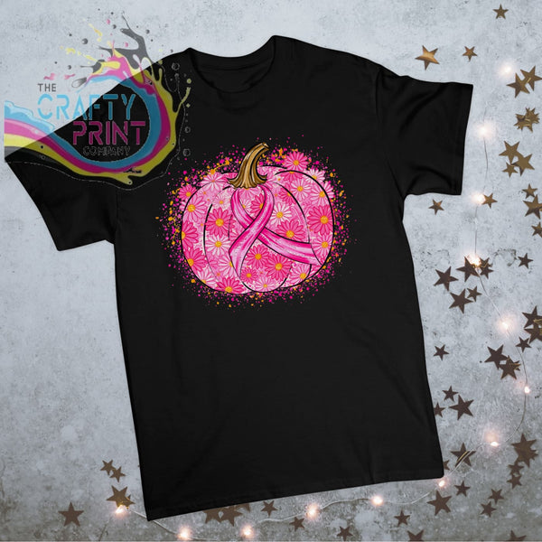 Breast Cancer Pumpkin Wear Pink T-shirt - Black - Shirts &