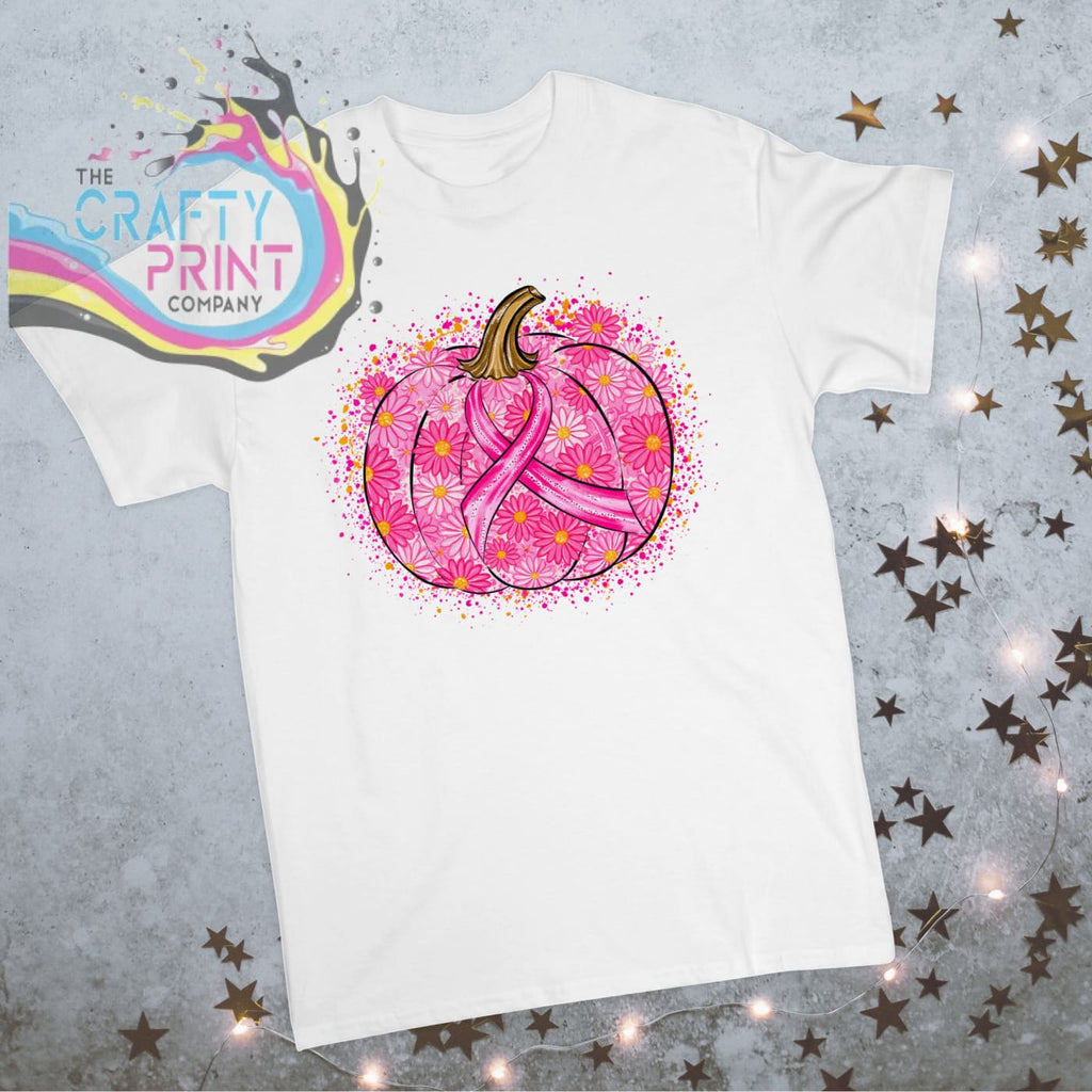 Breast Cancer Pumpkin Wear Pink T-shirt - White - Shirts &