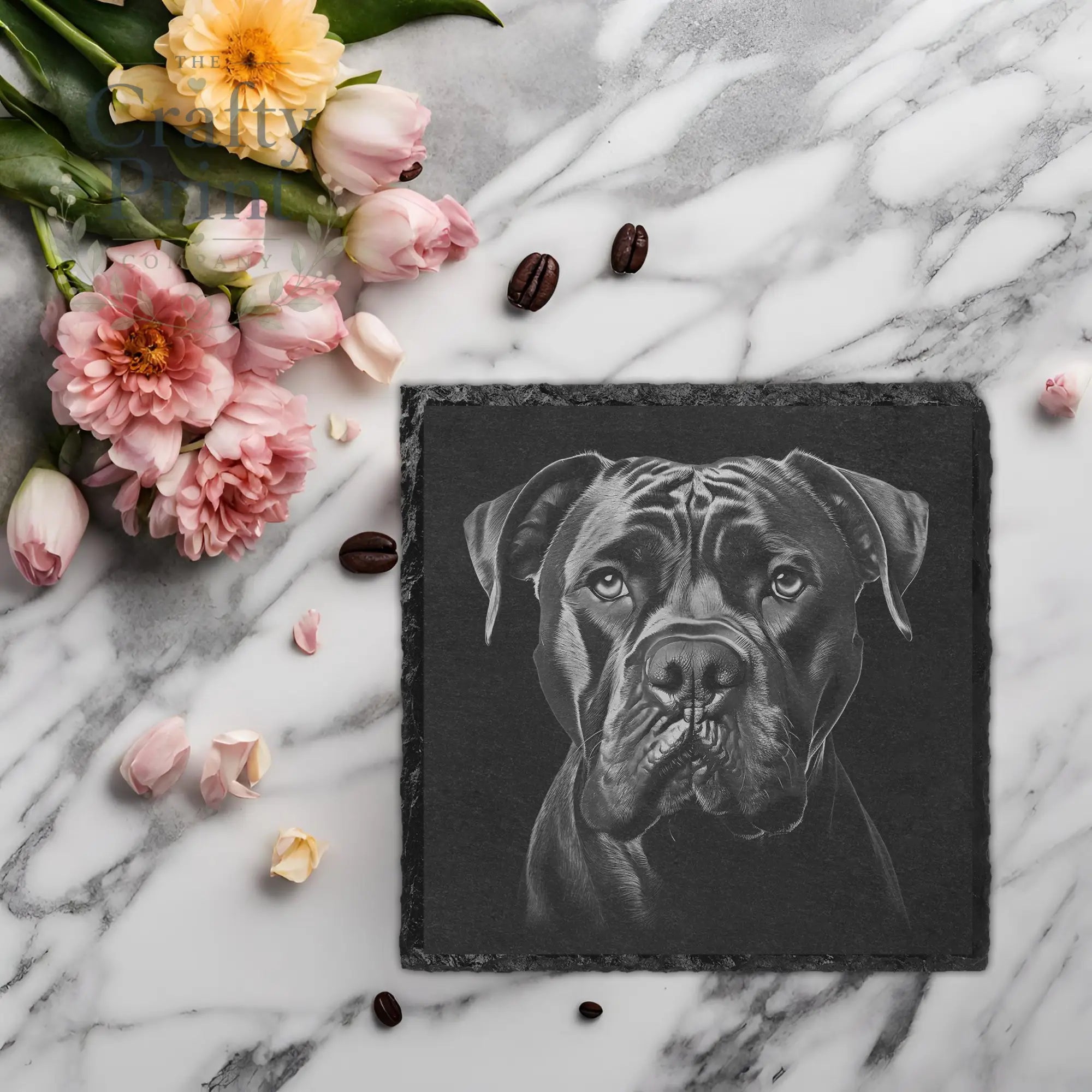Cane Corso Engraved Slate Coaster - Square