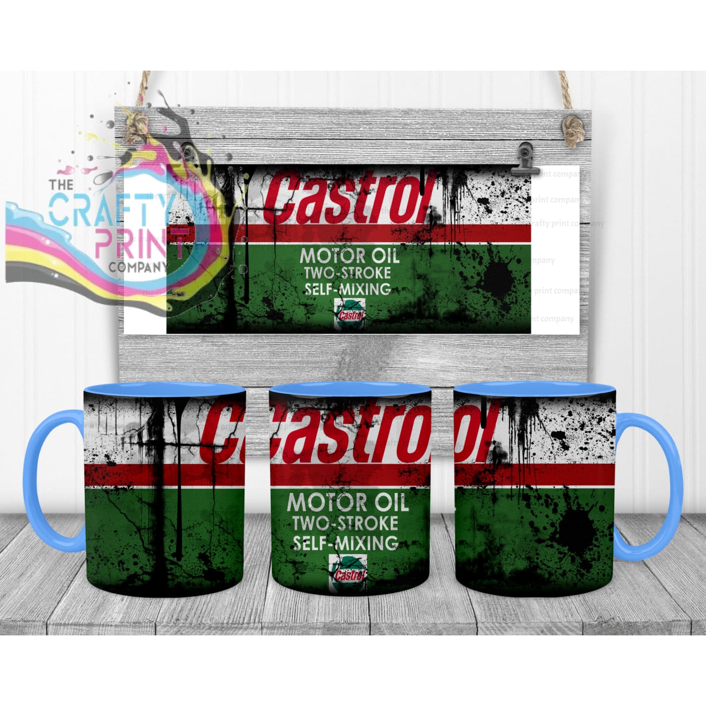 Castrol Dirty Mug - Blue Handle & Inner - Mugs