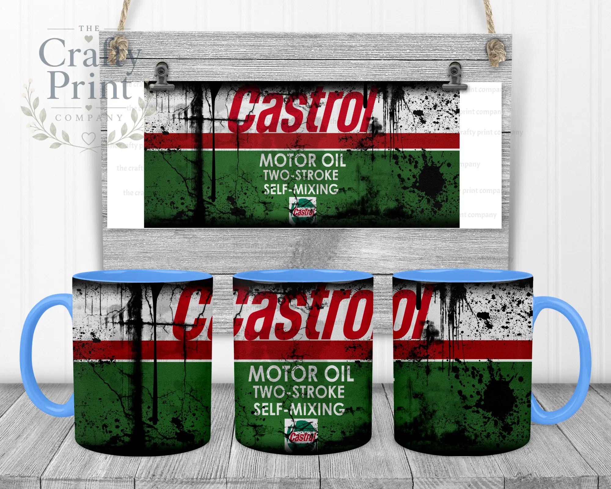 Castrol Dirty Mug - Blue Handle & Inner - Mugs