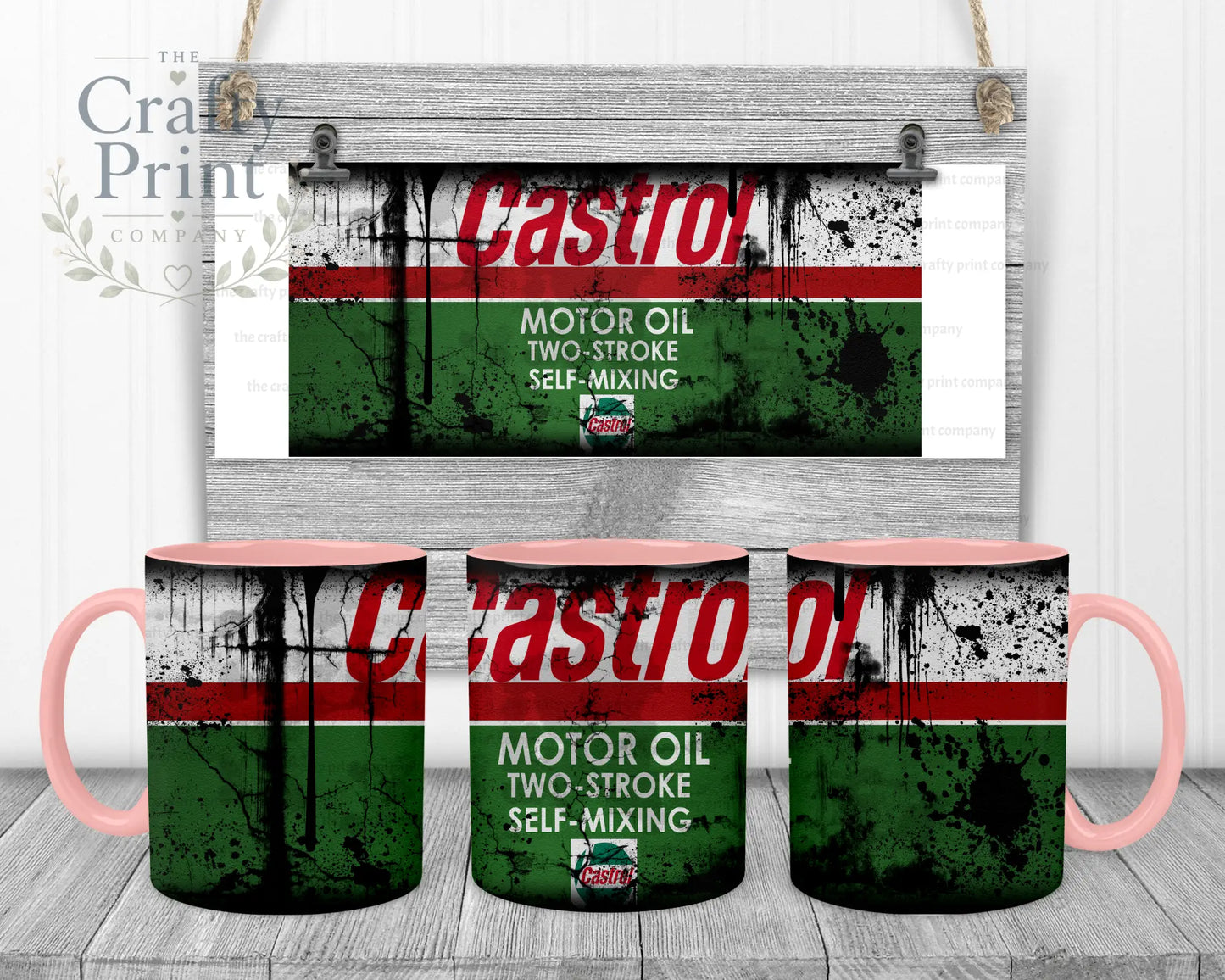 Castrol Dirty Mug - Pink Handle & Inner - Mugs
