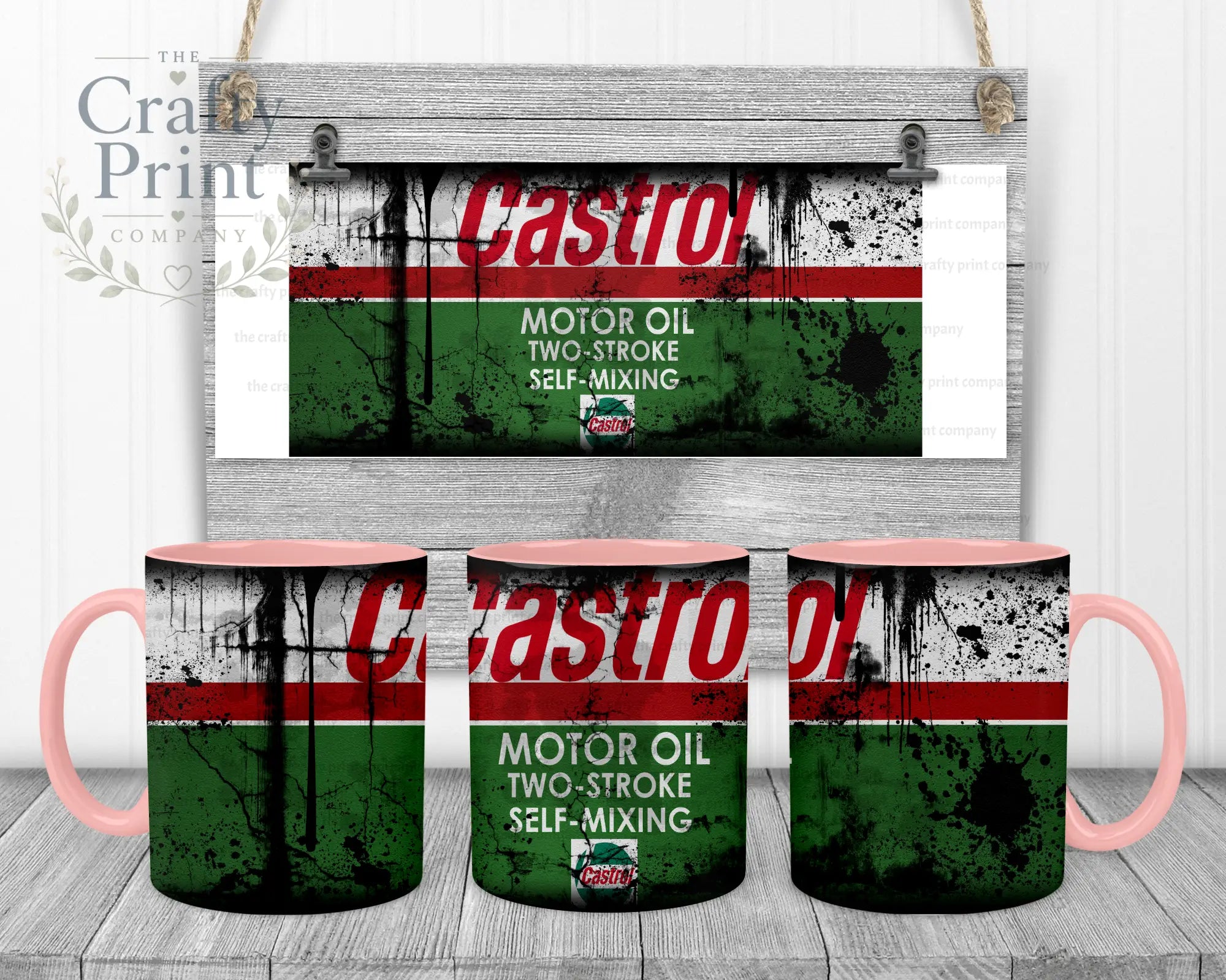 Castrol Dirty Mug - Pink Handle & Inner - Mugs