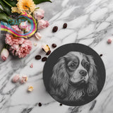 Cavalier King Charles Spaniel Engraved Slate Coaster - Round