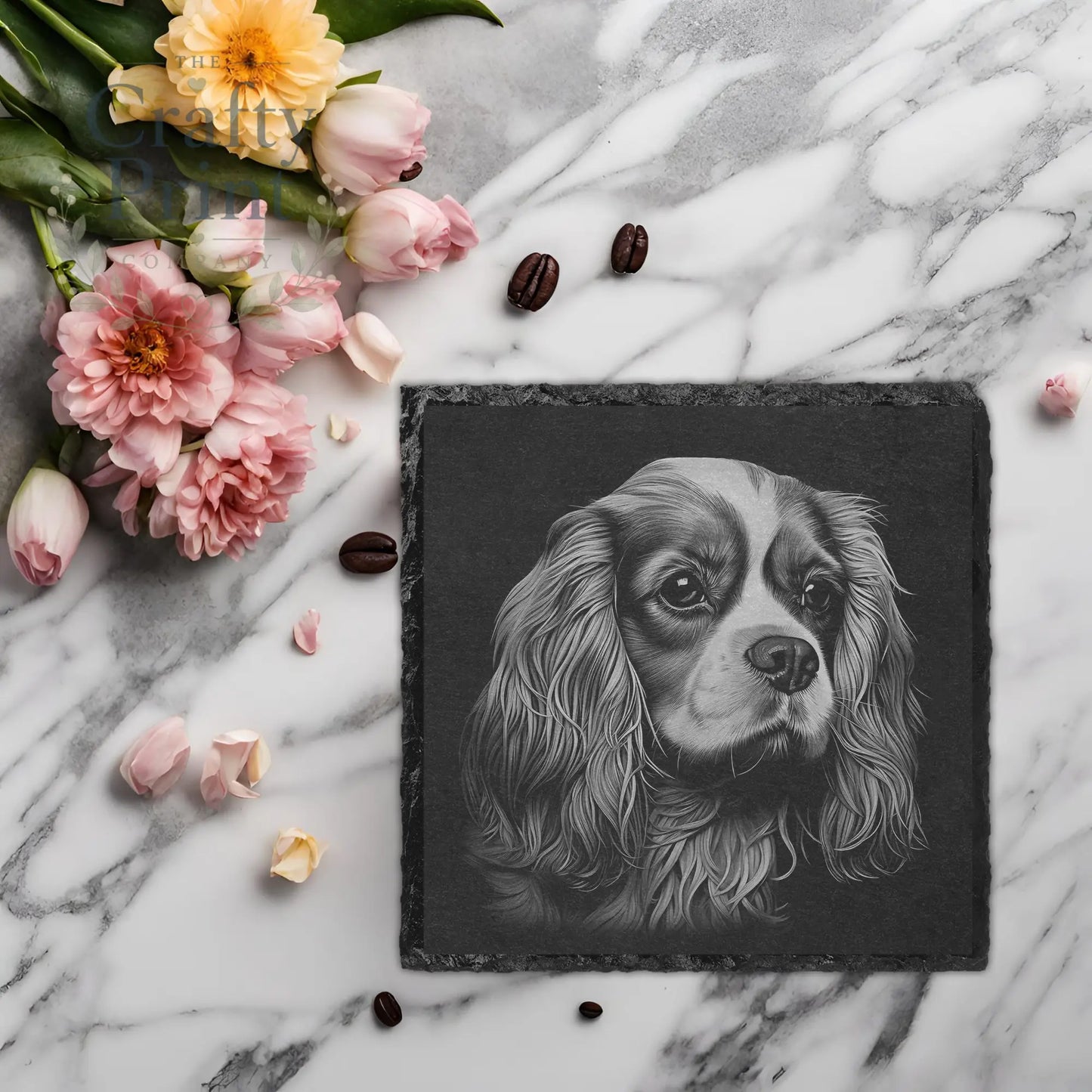 Cavalier King Charles Spaniel Engraved Slate Coaster