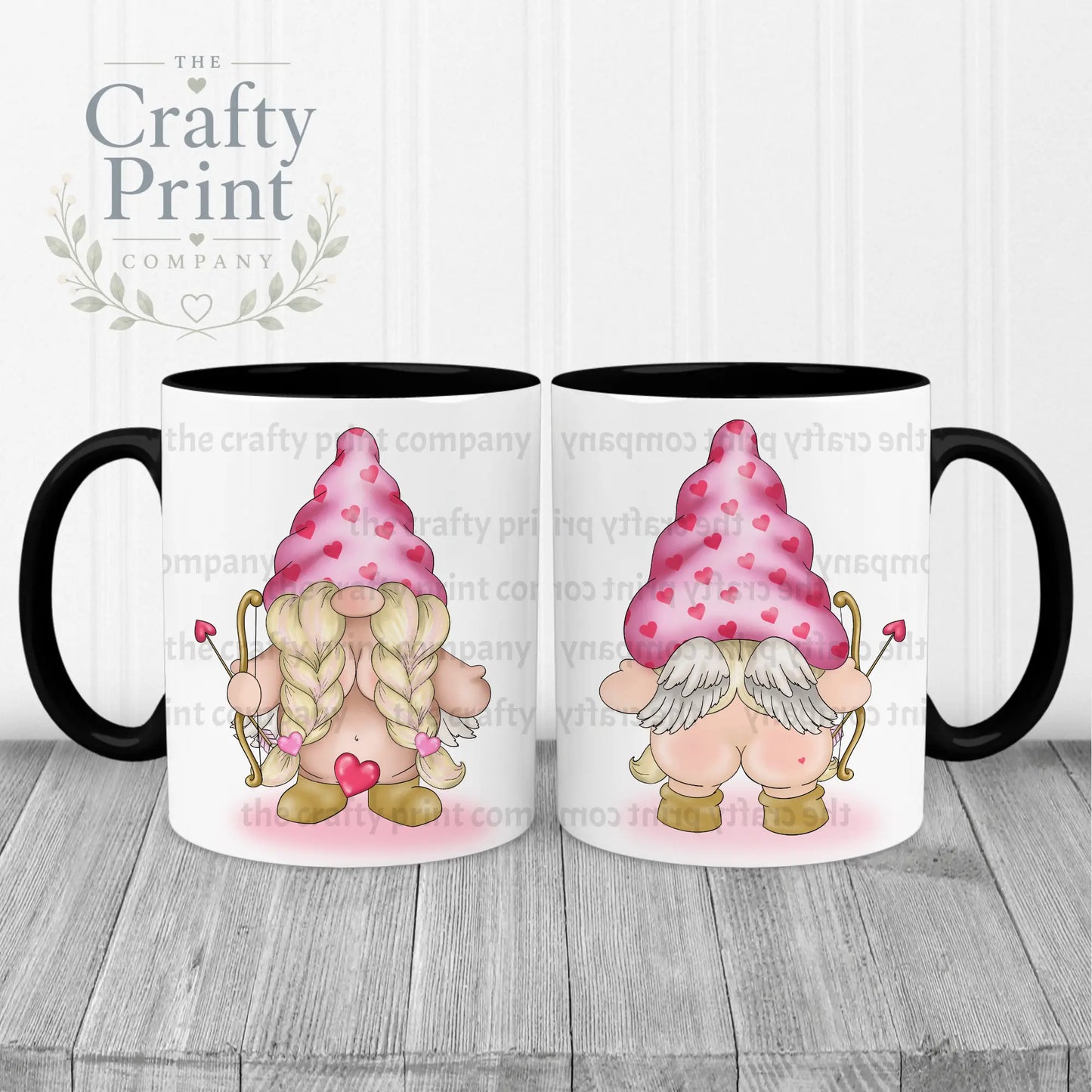 Cheeky Bum Cupid Female Gonk Mug - Black Handle & Inner