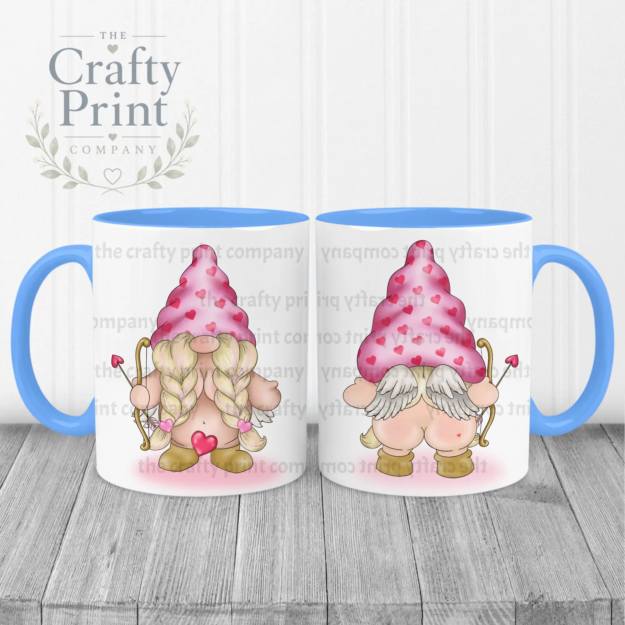 Cheeky Bum Cupid Female Gonk Mug - Blue Handle & Inner