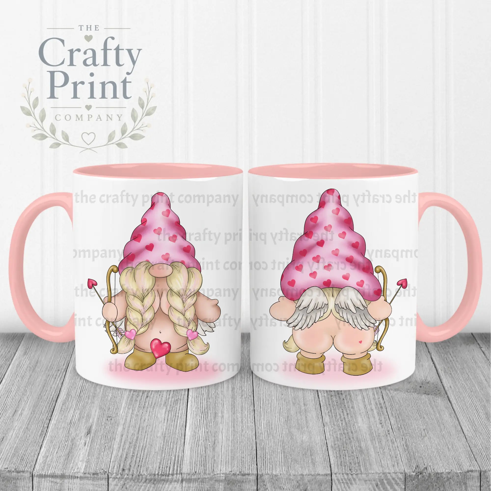 Cheeky Bum Cupid Female Gonk Mug - Pink Handle & Inner
