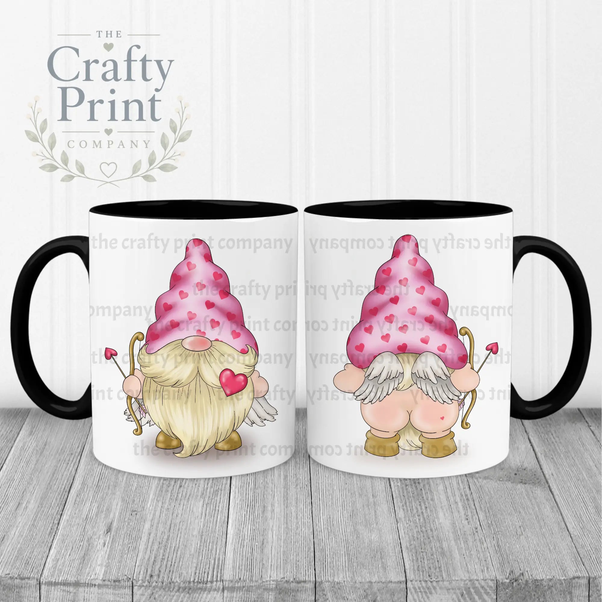 Cheeky Bum Cupid Gonk Mug - Black Handle & Inner - Mugs
