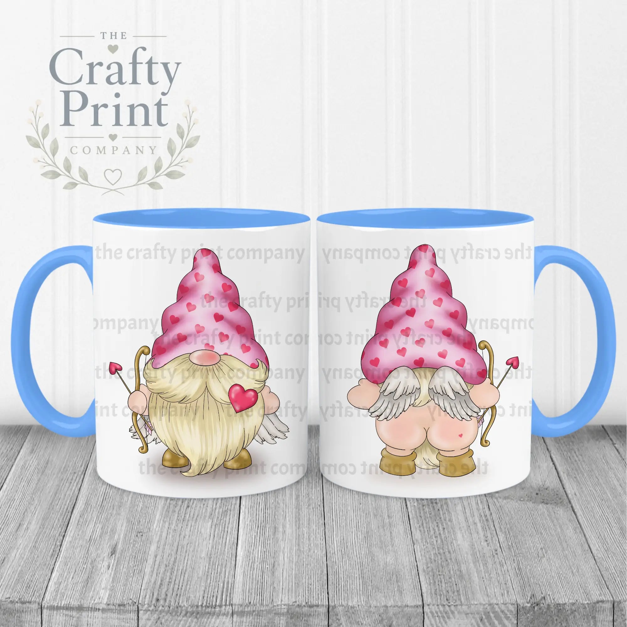 Cheeky Bum Cupid Gonk Mug - Blue Handle & Inner - Mugs