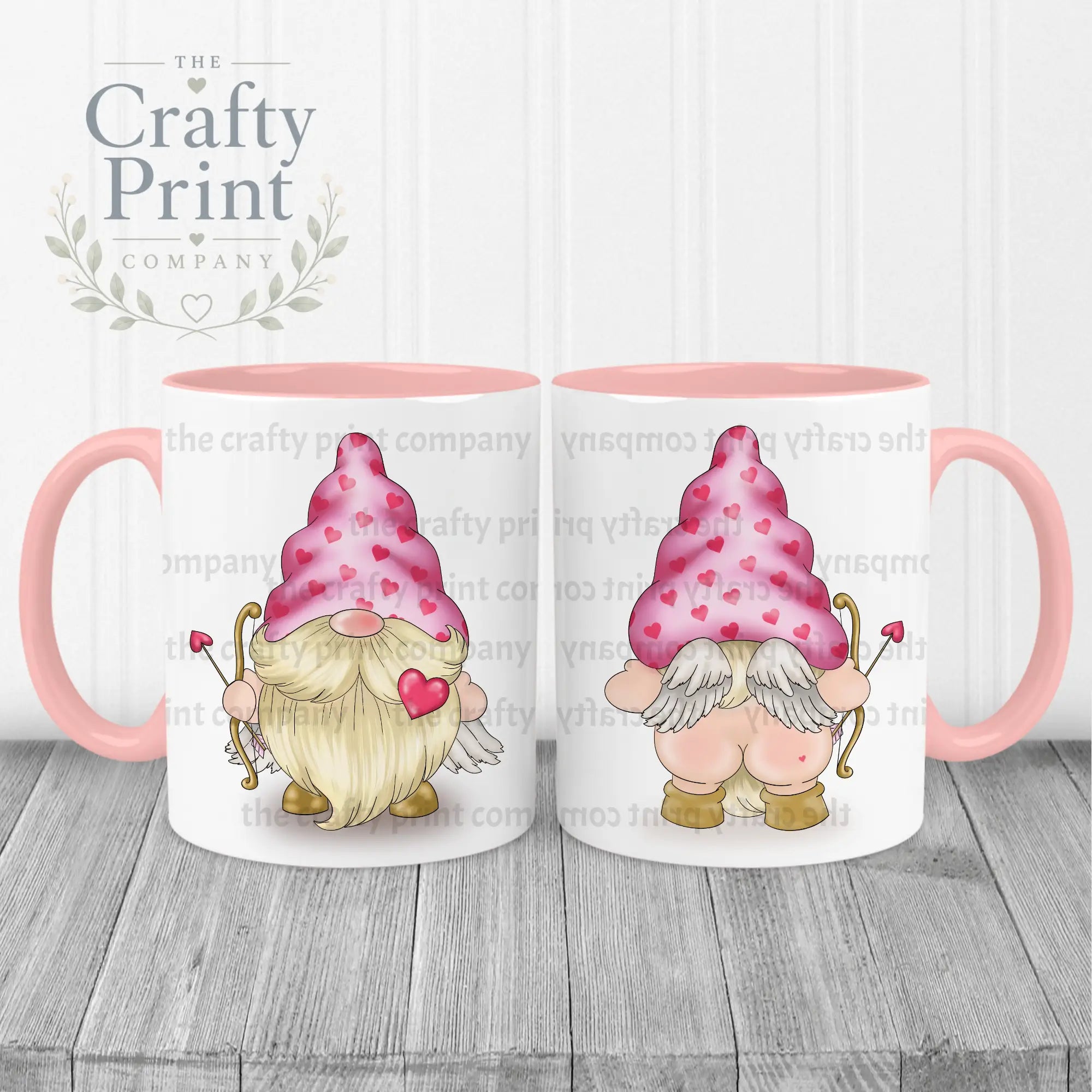 Cheeky Bum Cupid Gonk Mug - Pink Handle & Inner - Mugs