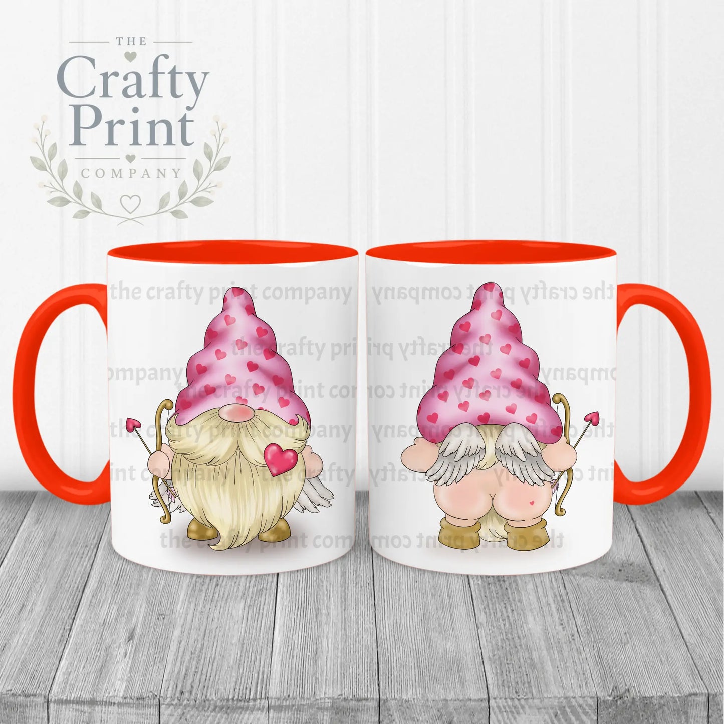 Cheeky Bum Cupid Gonk Mug - Red Handle & Inner - Mugs
