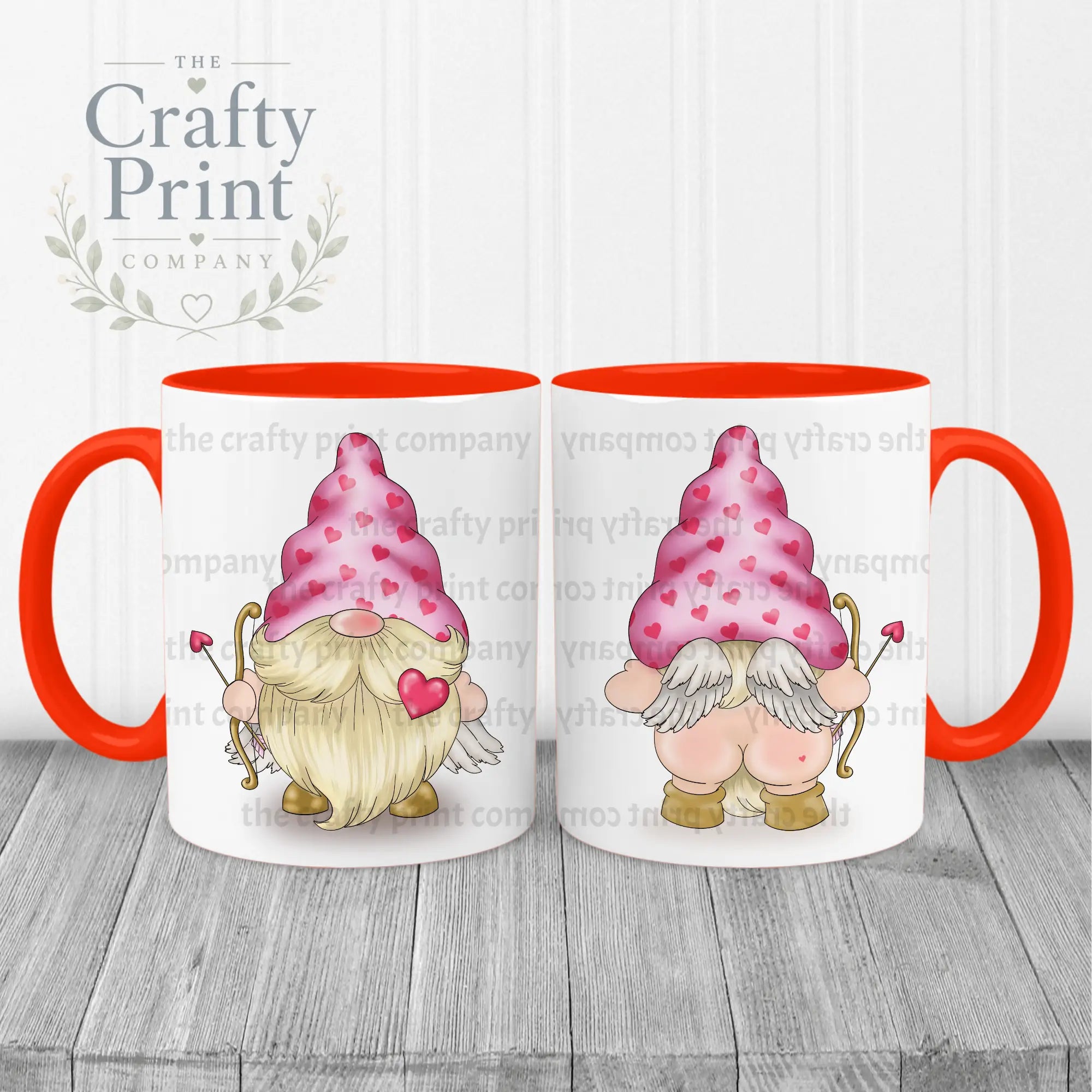 Cheeky Bum Cupid Gonk Mug - Red Handle & Inner - Mugs