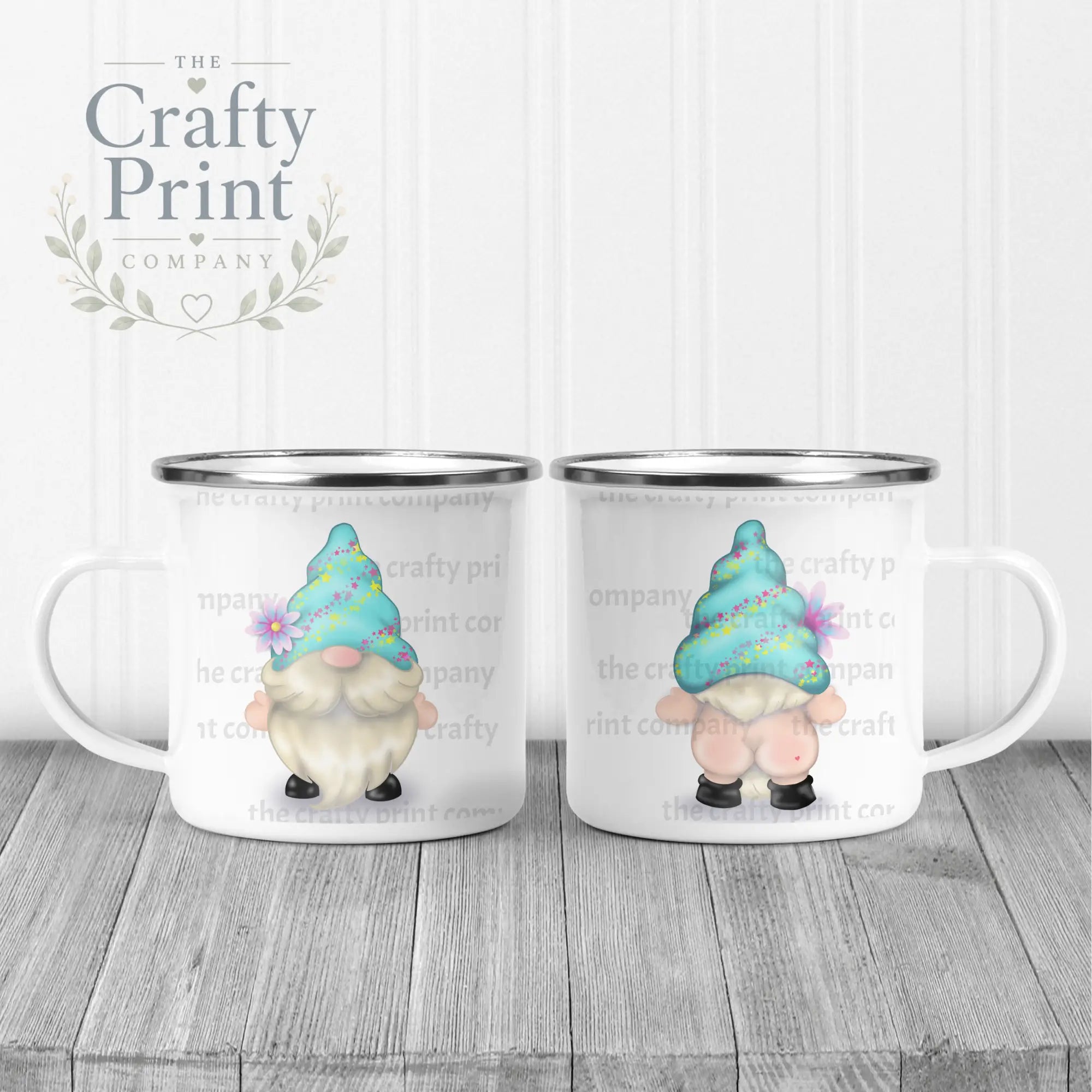 Cheeky Bum Gonk with Flower Mug - Enamel - Mugs