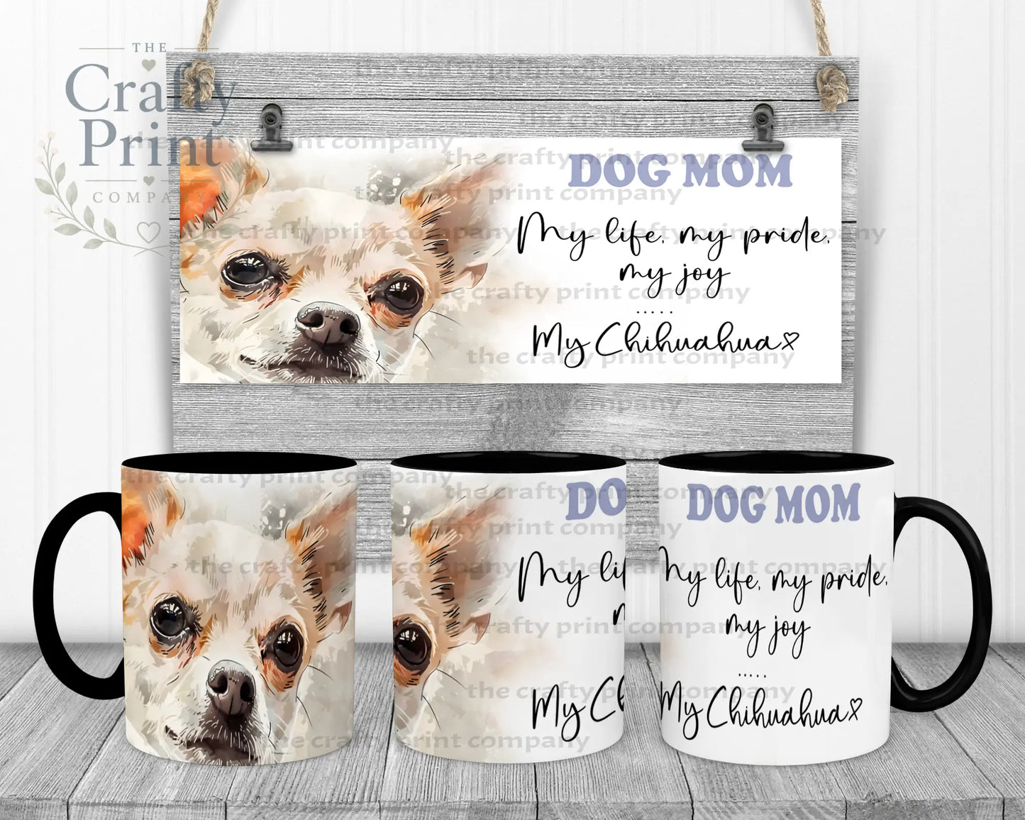 Chihuahua Dog Mom Mug - 11oz Ceramic / Black Handle & Inner
