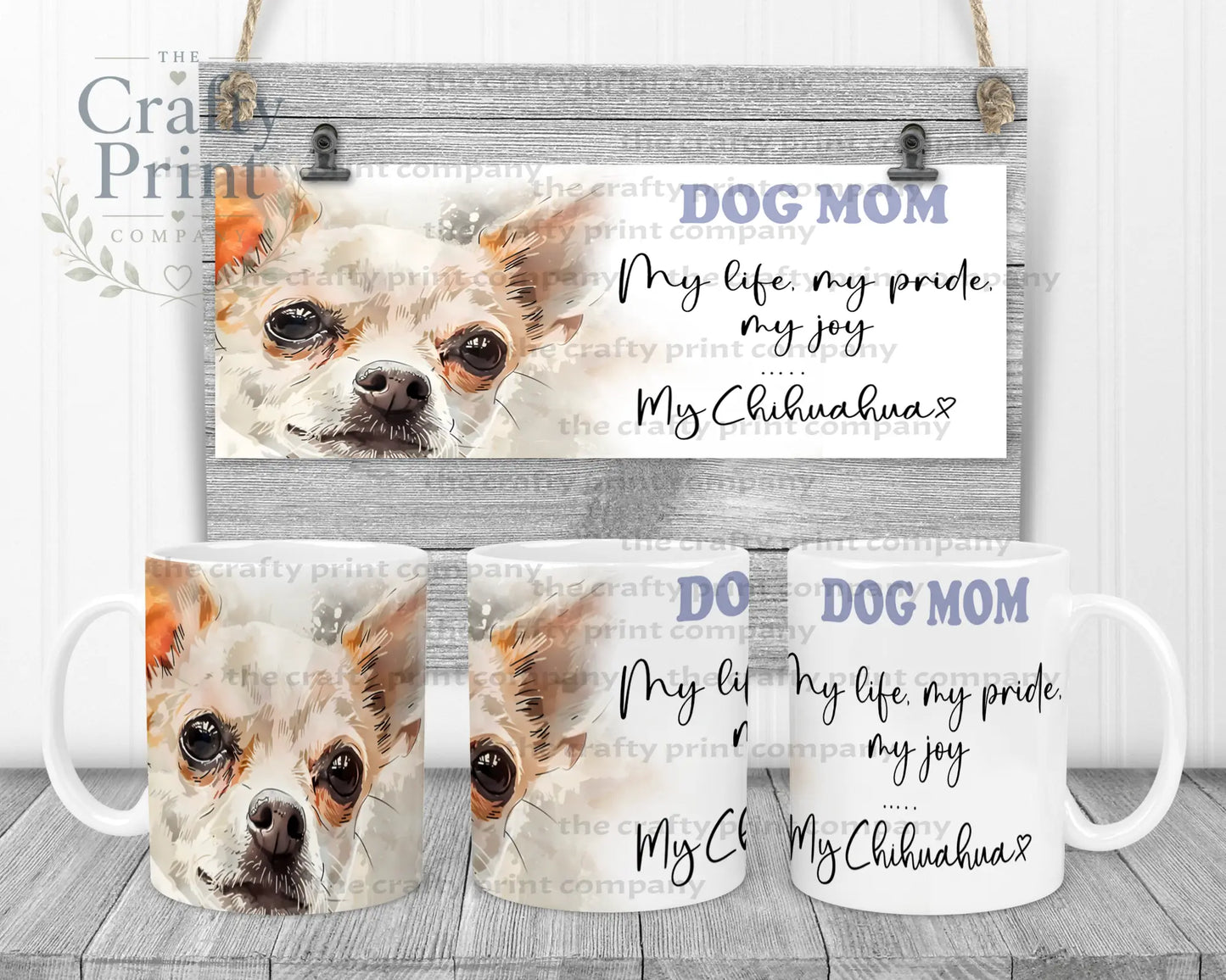 Chihuahua Dog Mom Mug - 11oz Ceramic / White Handle & Inner
