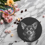 Chihuahua Engraved Slate Coaster - Round