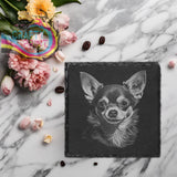 Chihuahua Engraved Slate Coaster - Square
