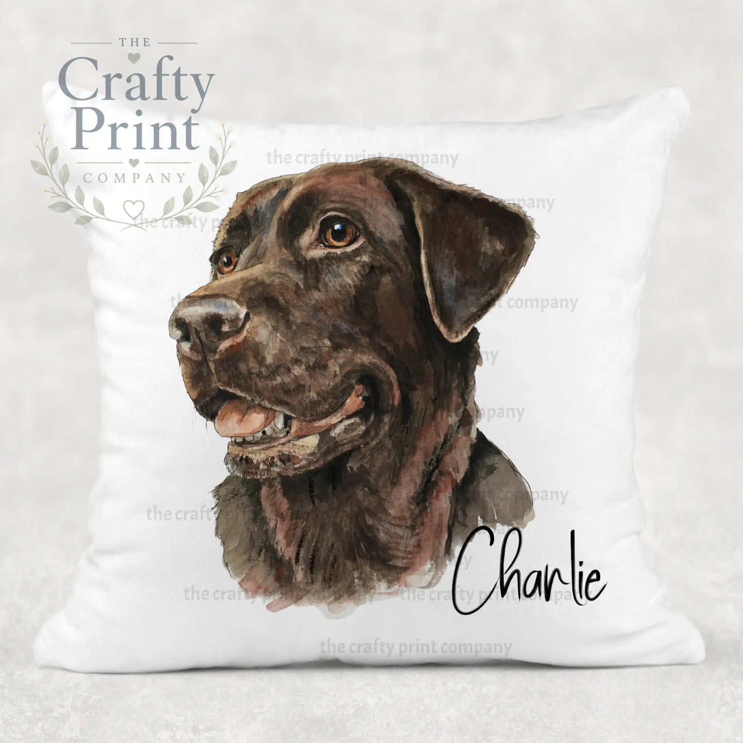 Chocolate Labrador Cushion showing Head Shot - Chair & Sofa