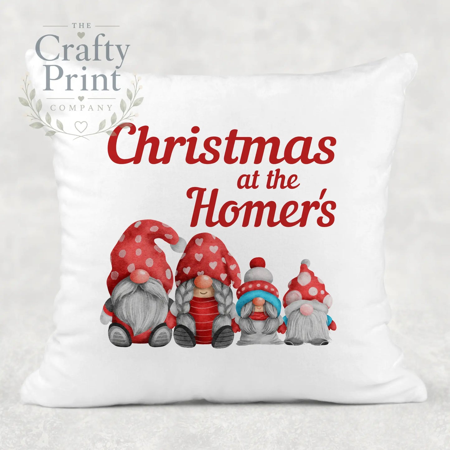 Christmas at the Surname’s Gnome Personalised Cushion