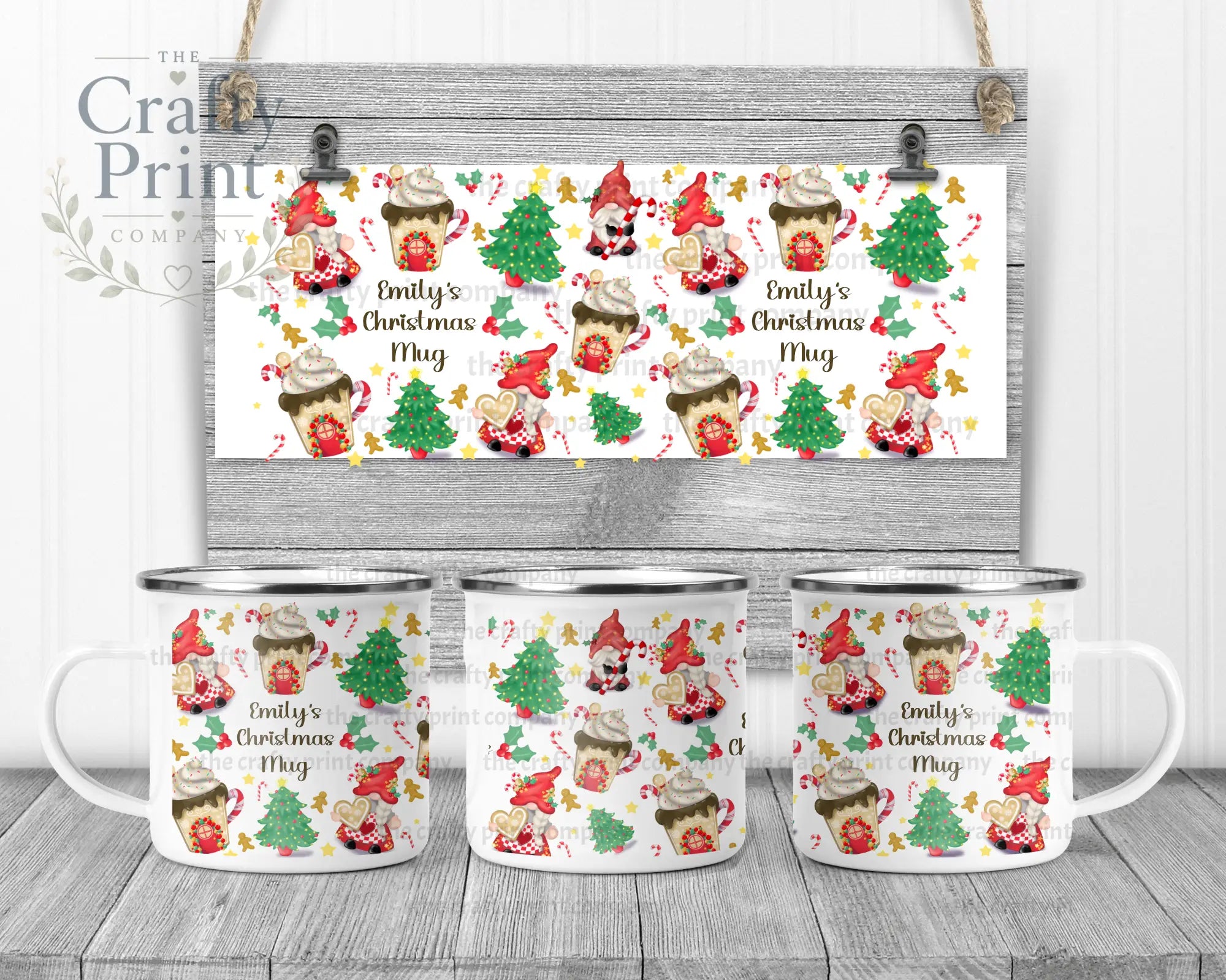 Christmas Cookie Gonk Personalised Mug - Enamel - Mugs