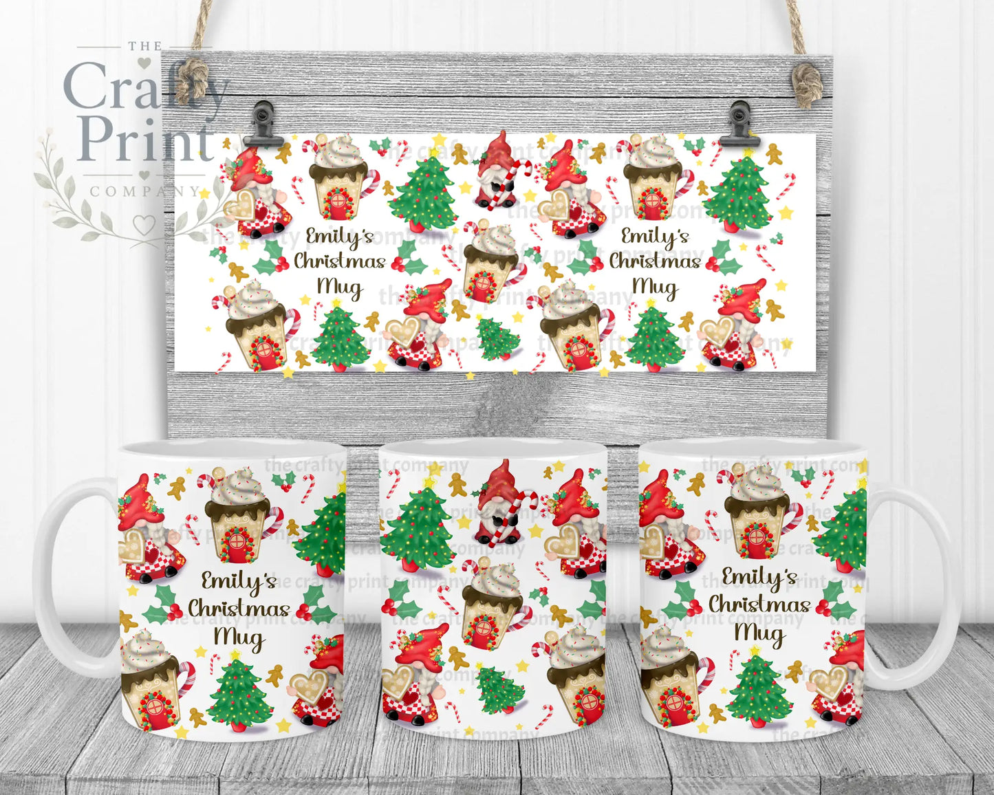 Christmas Cookie Gonk Personalised Mug - White Handle &