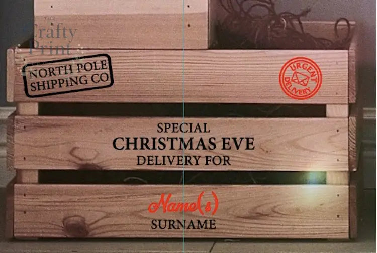 Christmas Eve Box Crate V4 Vinyl Personalised Decal