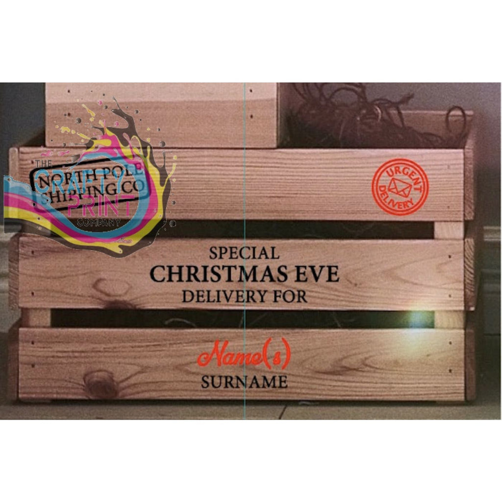Christmas Eve Box Crate V4 Vinyl Personalised Decal /