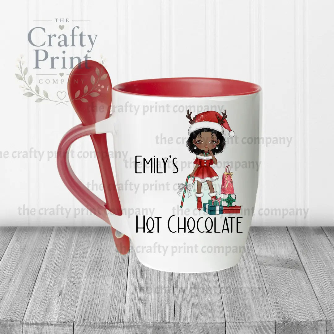 Christmas Ready Girl Personalised Hot Chocolate Mug