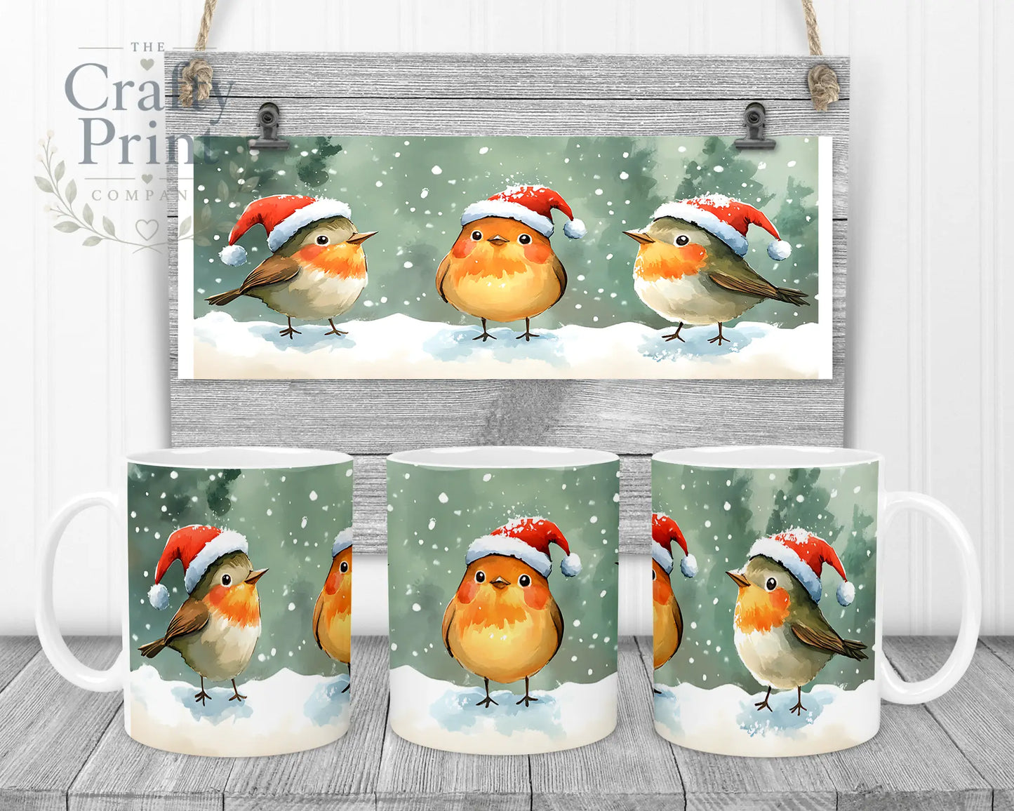 Christmas Robin Mug - 11oz Ceramic / White Handle & Inner