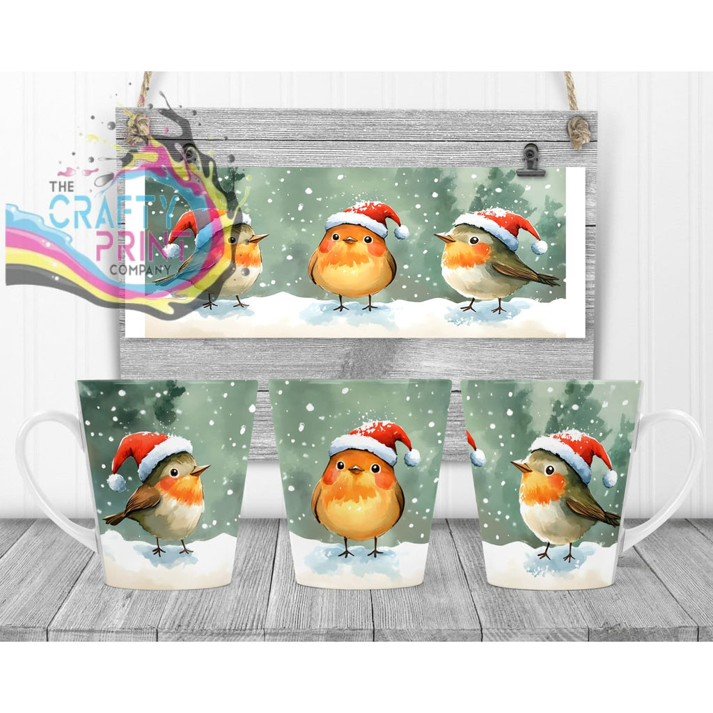 Christmas Robin Mug - 12oz Latte / White Handle & Inner