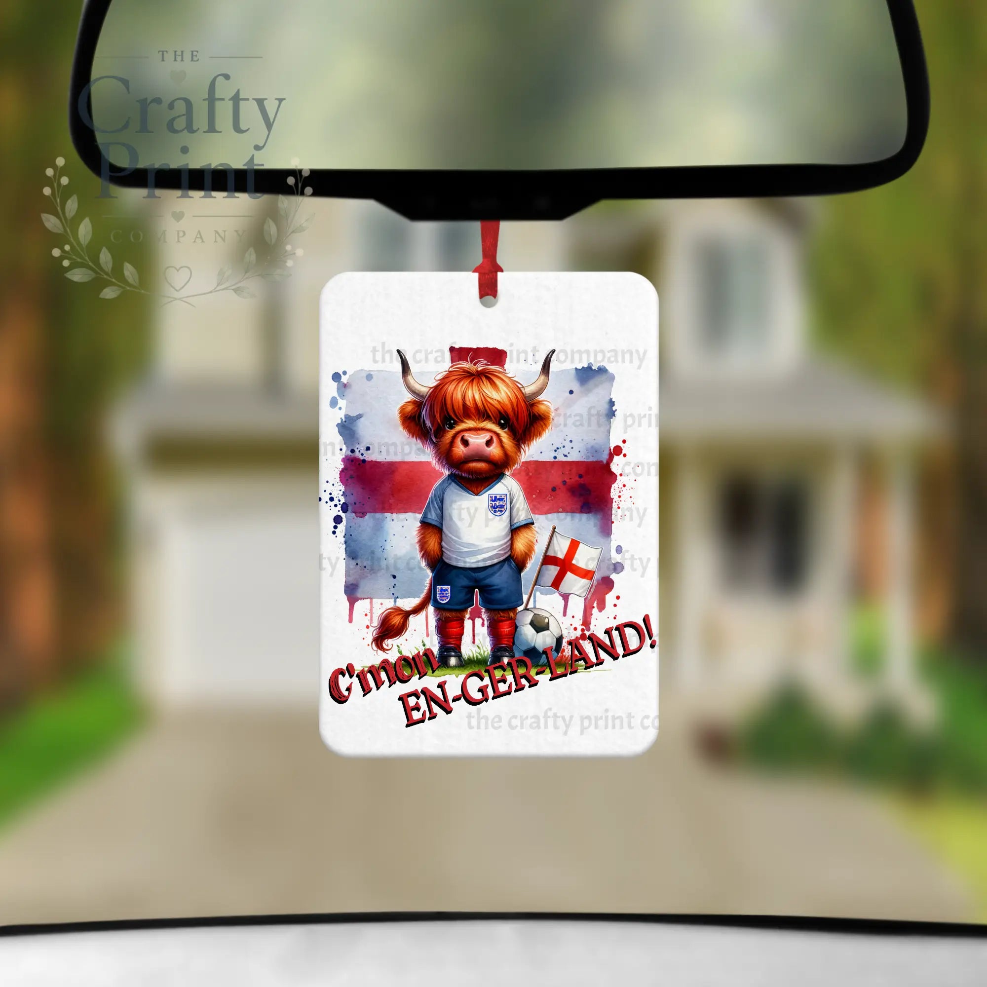 Cmon En-ger-land Football Highland Cow Car Air Freshener