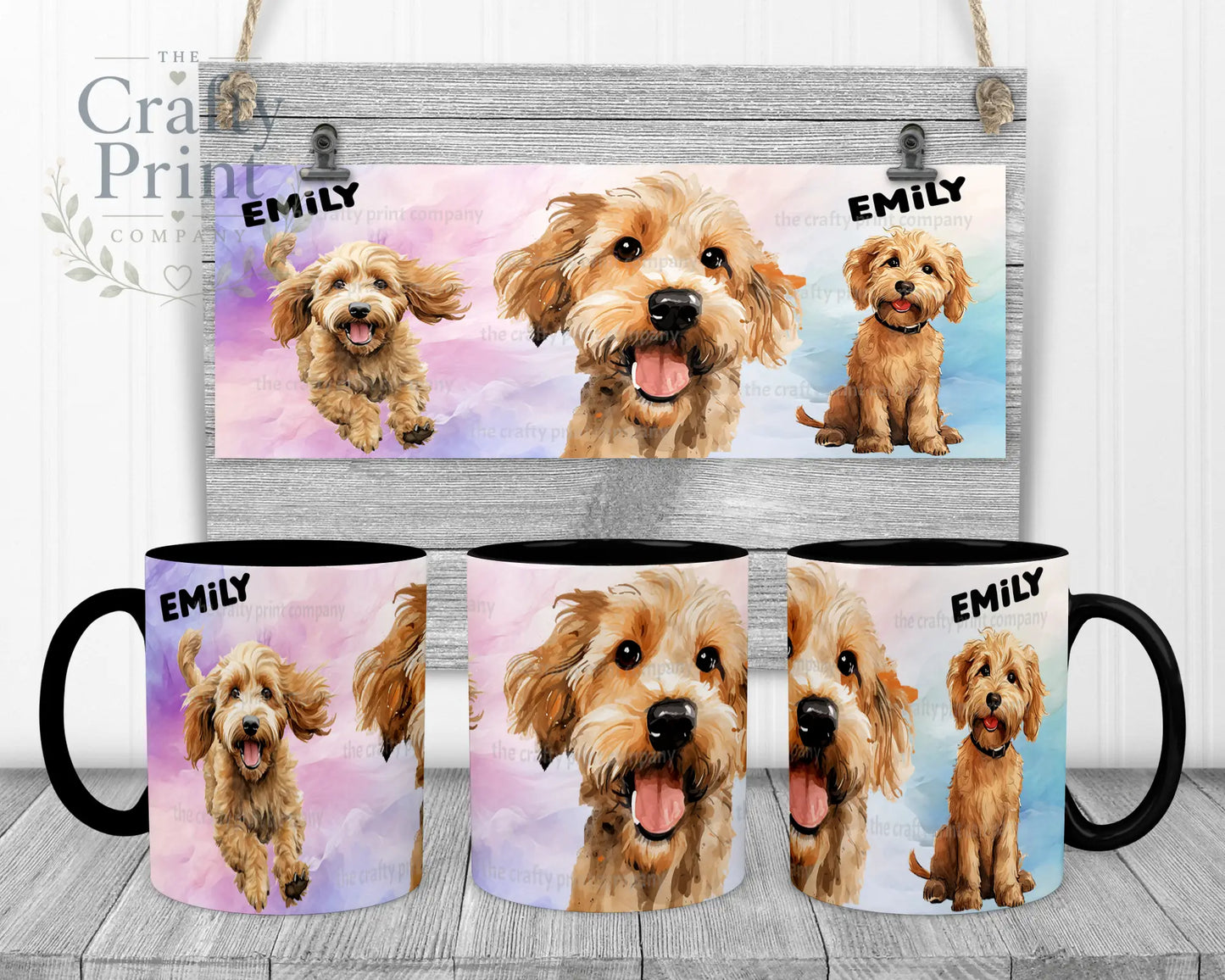 Cockapoo Dog Funny Faces Mug - Black Handle & Inner - Mugs