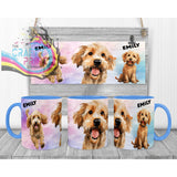 Cockapoo Dog Funny Faces Mug - Blue Handle & Inner - Mugs