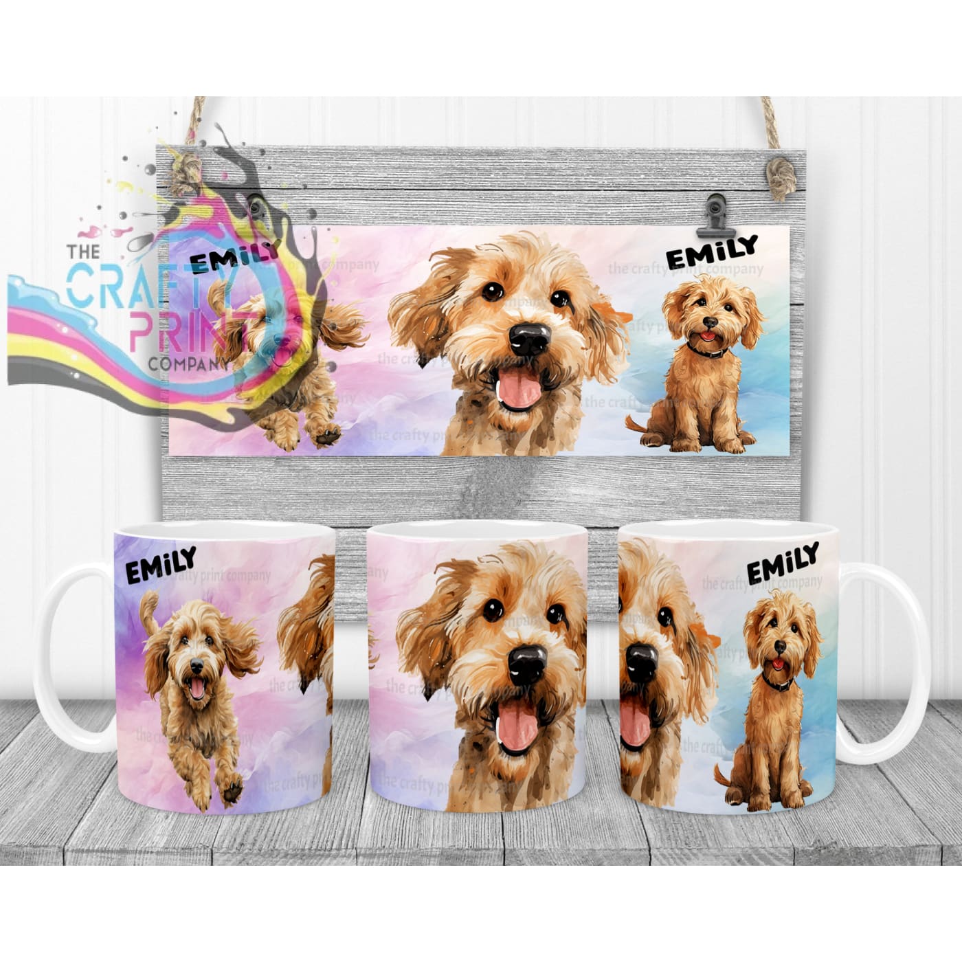 Cockapoo Dog Funny Faces Mug - White Handle & Inner - Mugs