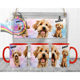 Cockapoo Dog Funny Faces Mug - Red Handle & Inner - Mugs