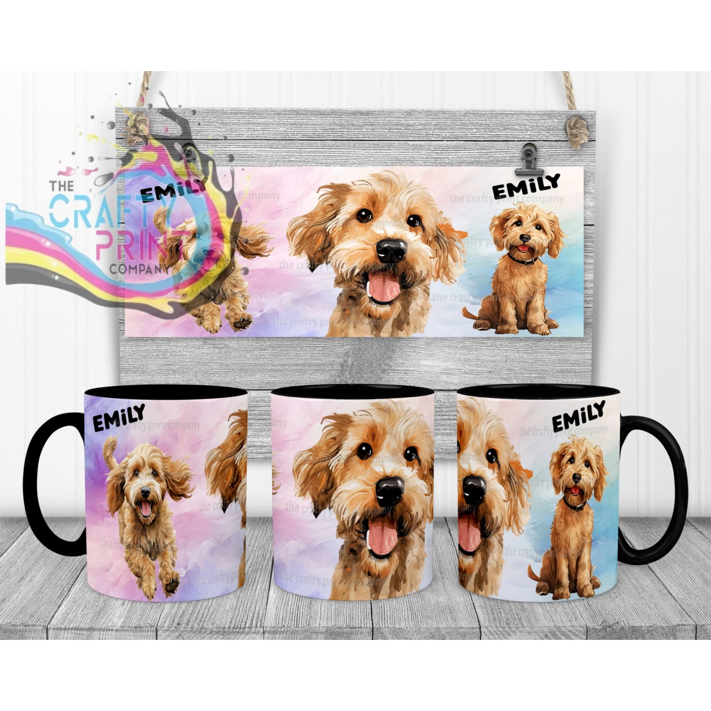 Cockapoo Dog Funny Faces Mug - Black Handle & Inner - Mugs