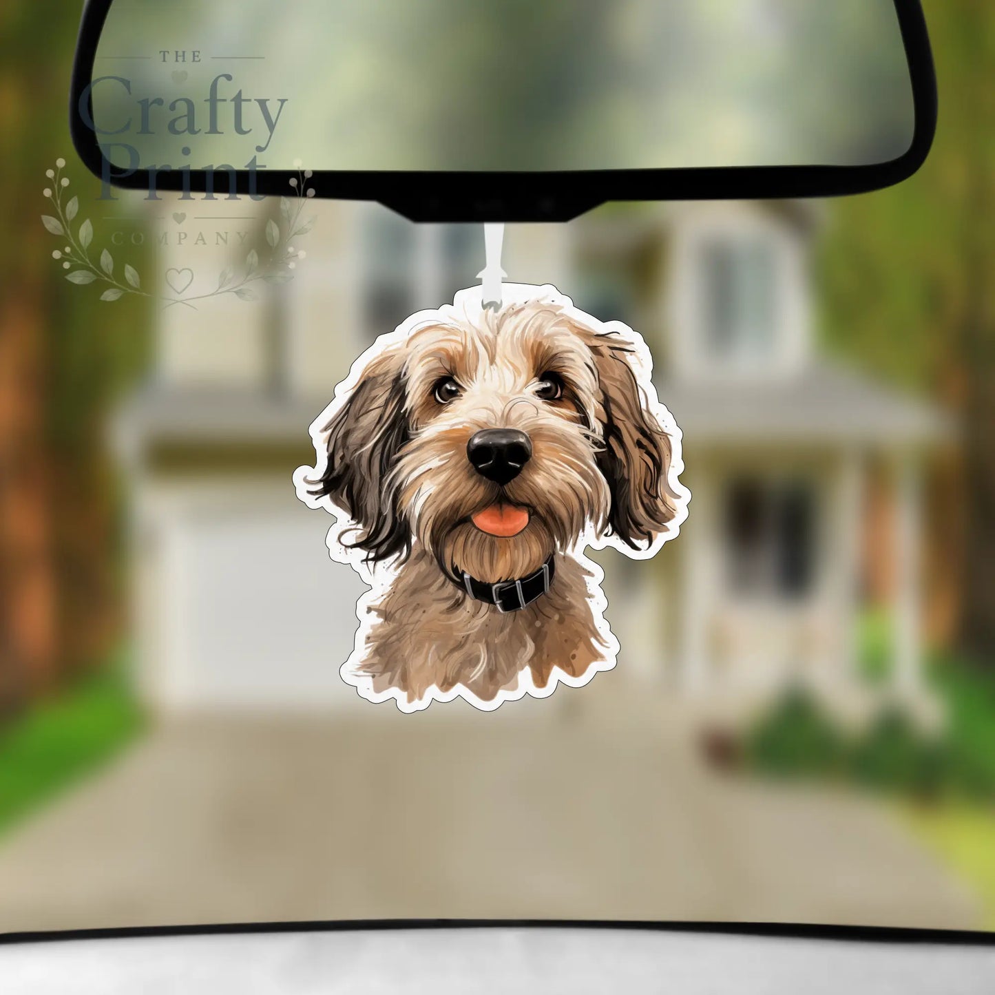 Cockapoo Head Car Air Freshener with Fragrance Bottle