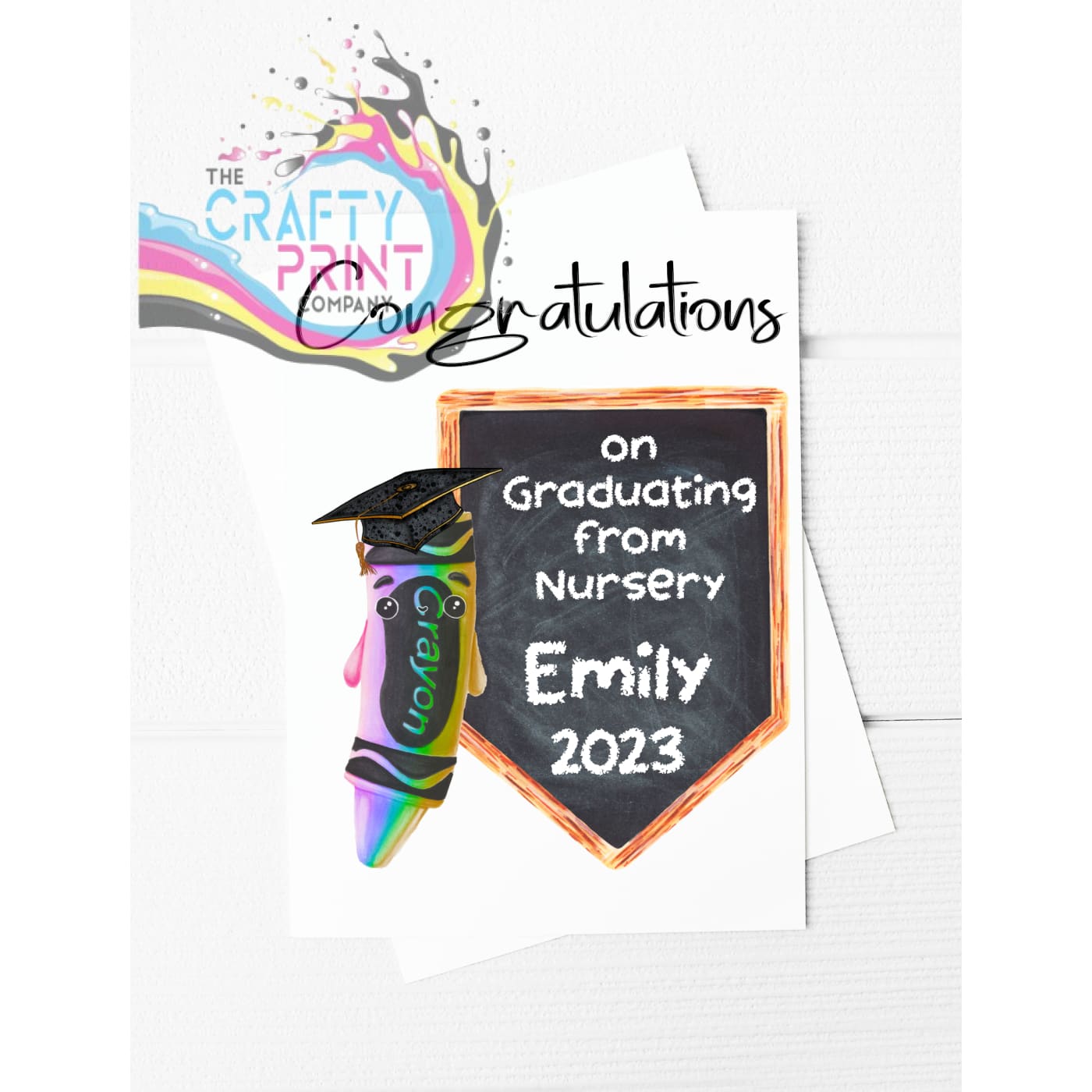 Congratulations on Graduating Crayon Personalised A5 Card