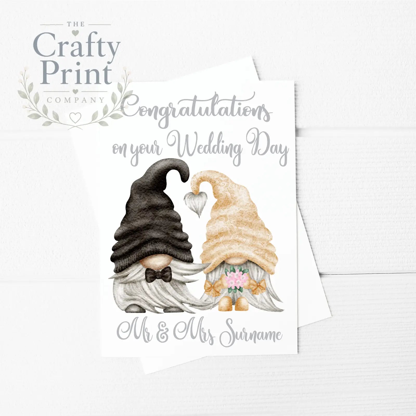 Congratulations on your Wedding Day Gnome Personalised A5