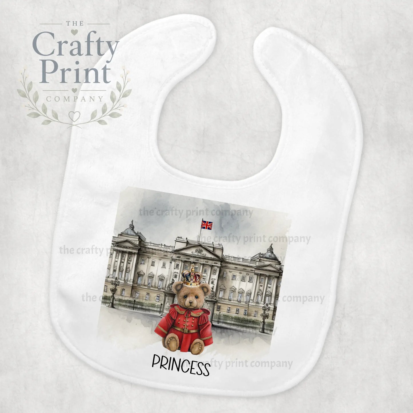 Coronation Princess Bear Personalised Baby Bib - & Toddler