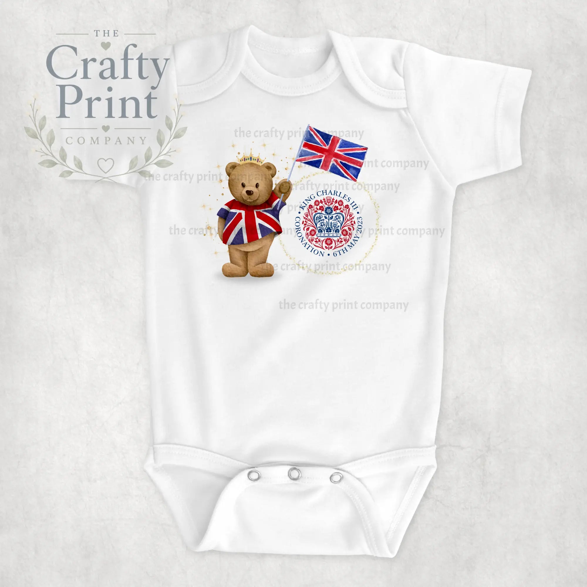 Coronation Teddy Bear with Logo Bodysuit - 2 - Baby