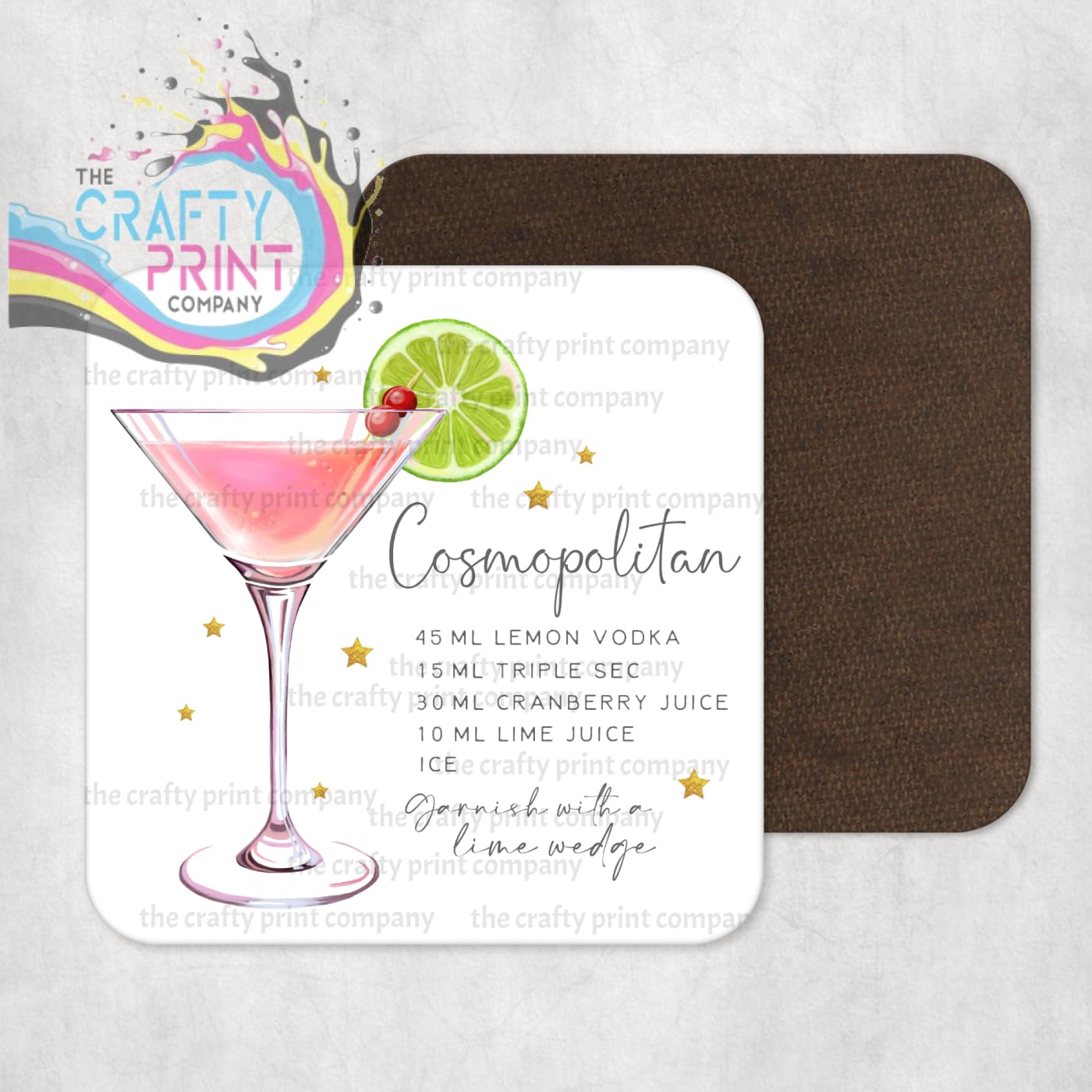 Cosmopolitan Cocktail Recipe Coaster - Coasters