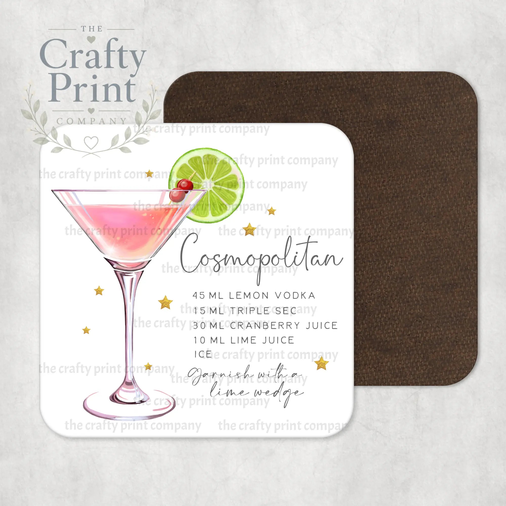 Cosmopolitan Cocktail Recipe Coaster - Coasters