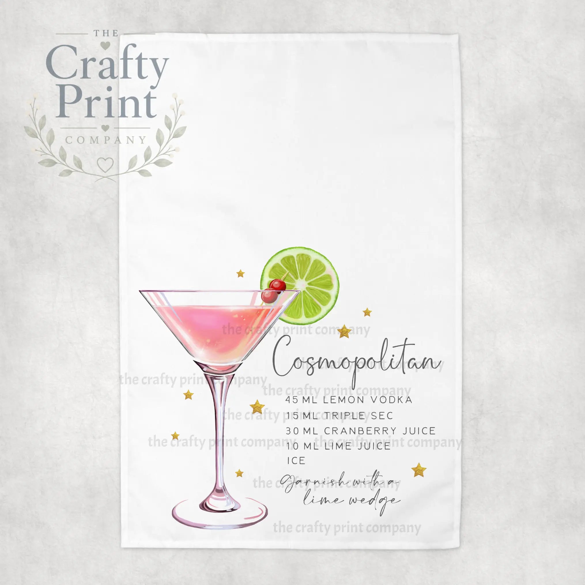 Cosmopolitan Cocktail Recipe Tea Towel - Kitchen Towels