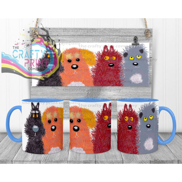 Cute Cartoon Dogs Mug - Blue Handle & Inner - Mugs